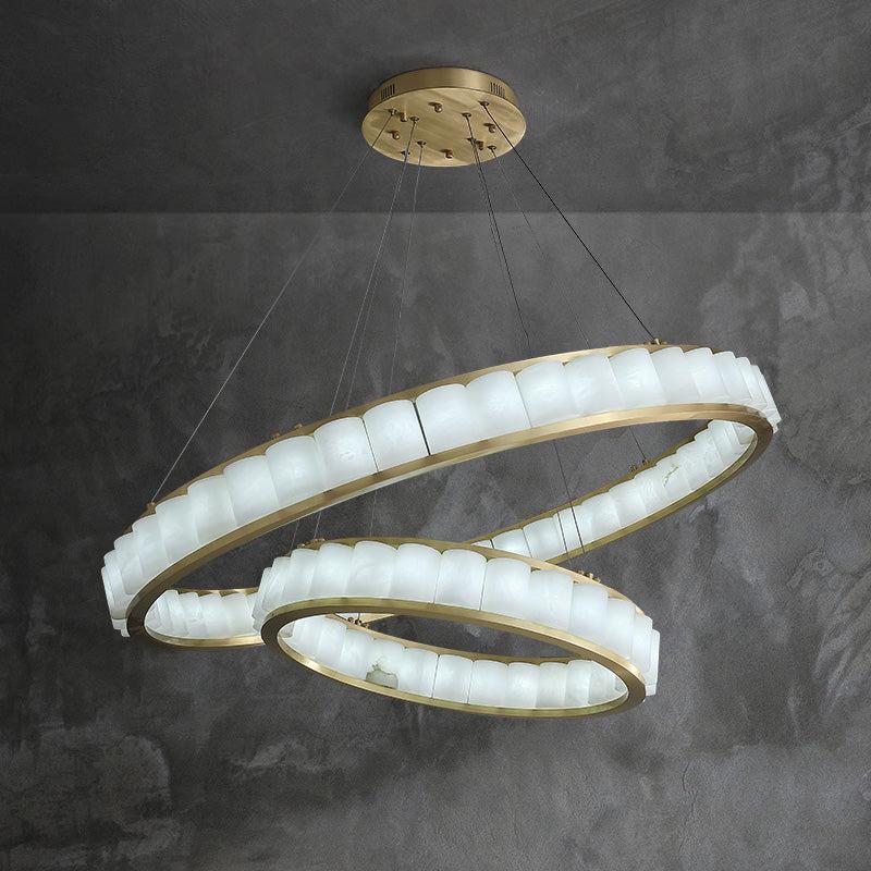 Scott Alabaster Circle Round Chandeliers - Image 5