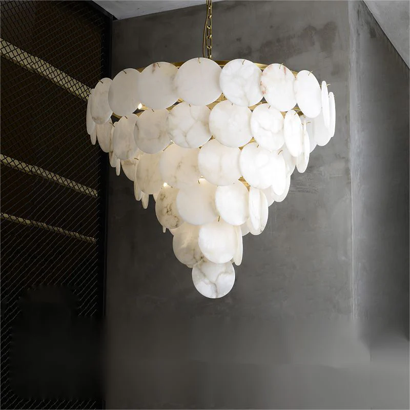 Alabaster Magnolia Multi-Tiered Round Chandelier - Image 6