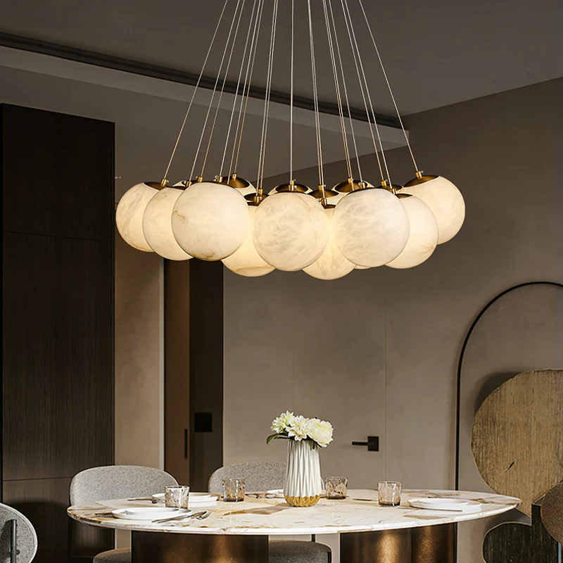 Alabaster Round Art Pendant Light - Image 12