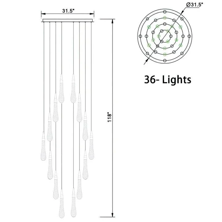 Allure Multi-LED Glass Staircase Chandelier - Image 20