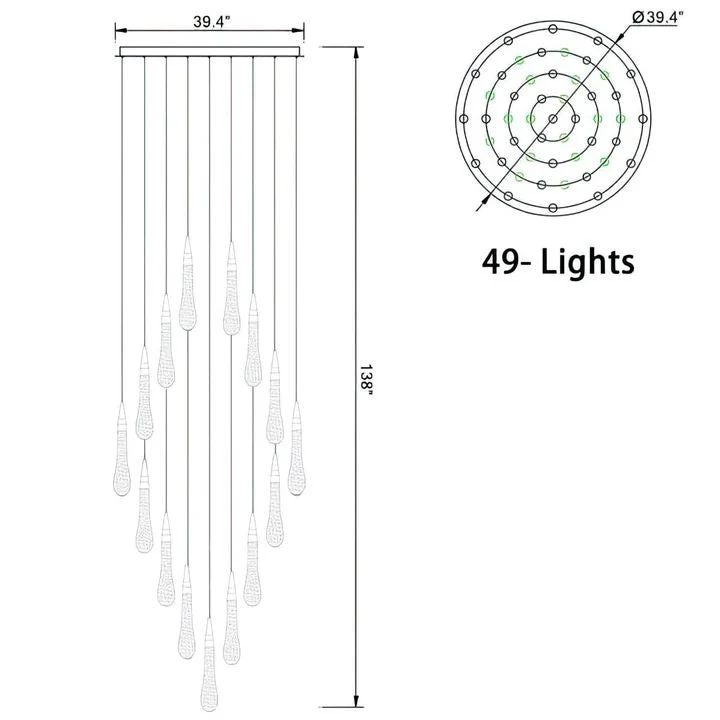 Allure Multi-LED Glass Staircase Chandelier - Image 21