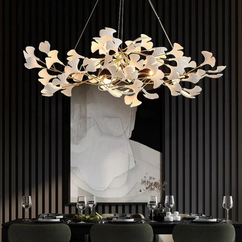 Ceramic Gingko Linear Branch Chandelier - Image 2