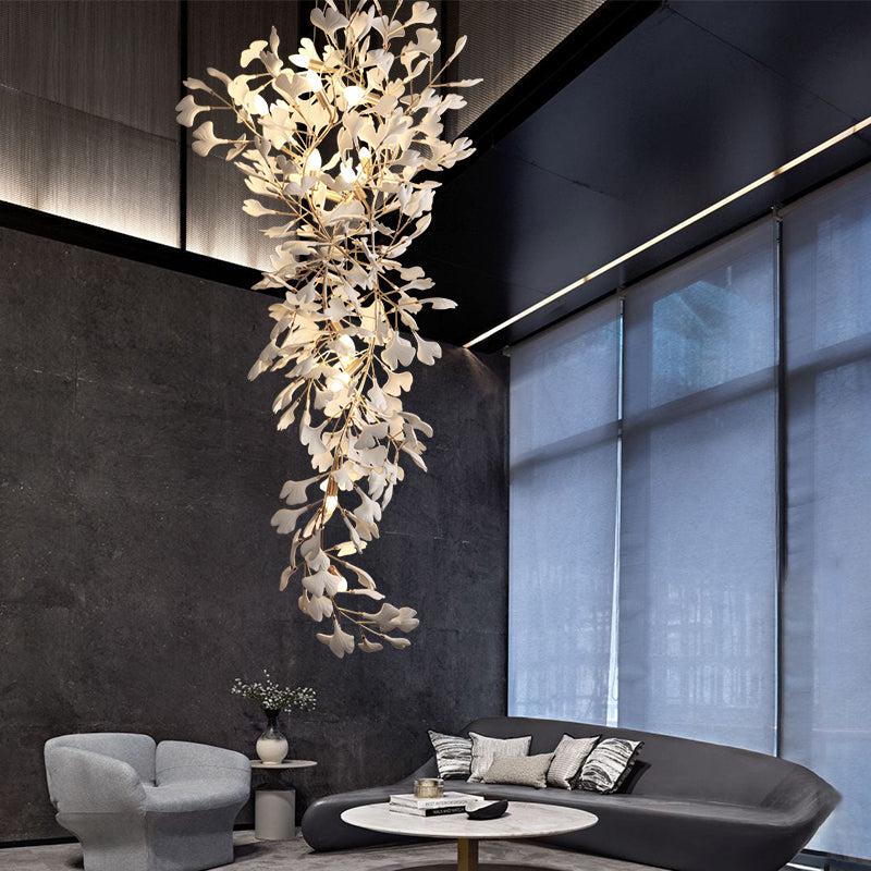 Ceramic Ginkgo Staircase Long Branch Chandelier - Image 2