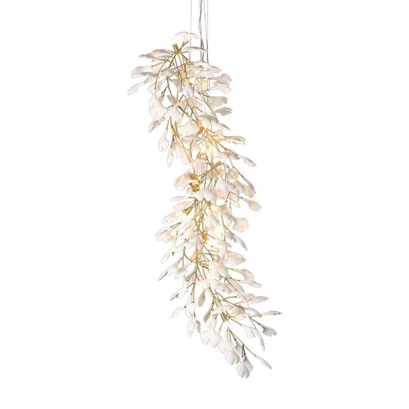 Ceramic Ginkgo Staircase Long Branch Chandelier - Image 4