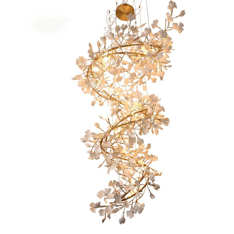 Ceramic Ginkgo Staircase Long Branch Chandelier - Image 7