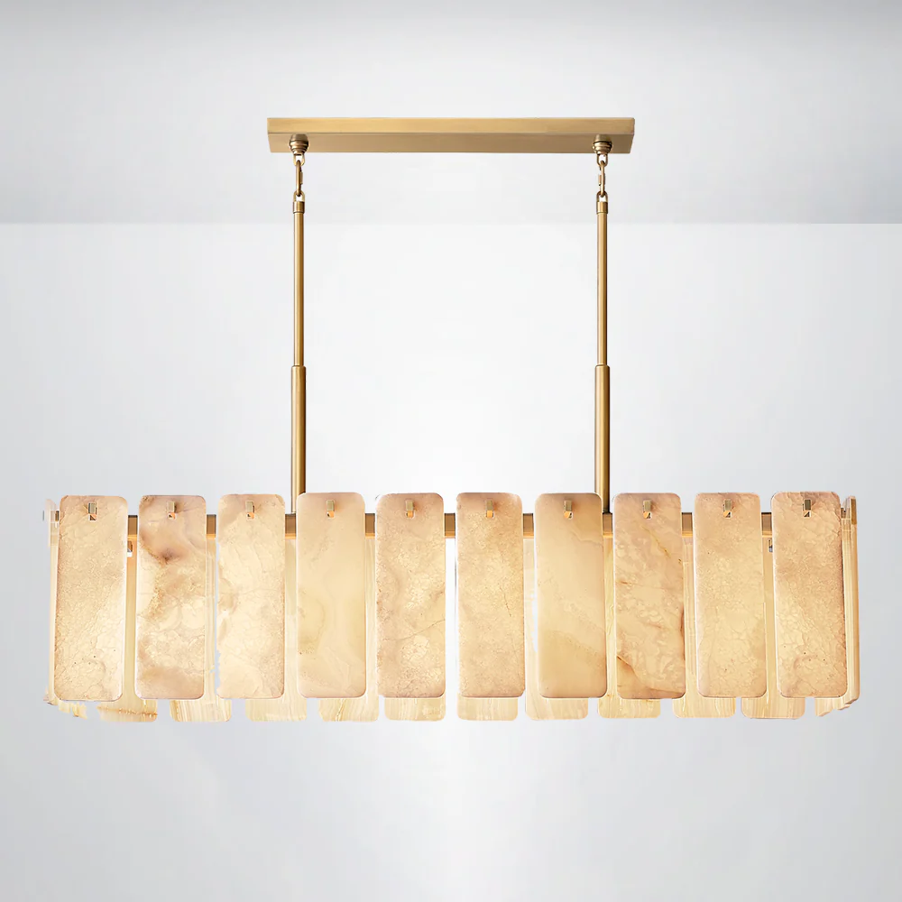 Elamette Alabaster Rectangular Chandelier 60"W - Image 2