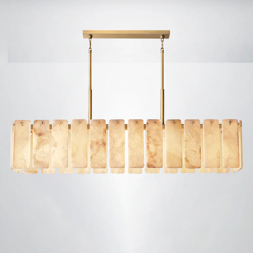 Elamette Alabaster Rectangular Chandelier 72"W - Image 2