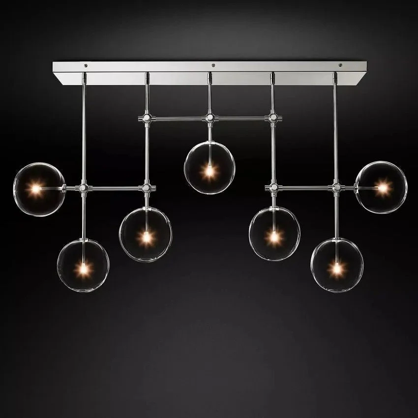 Glass Globe Linear Chandelier 60'' - Image 3