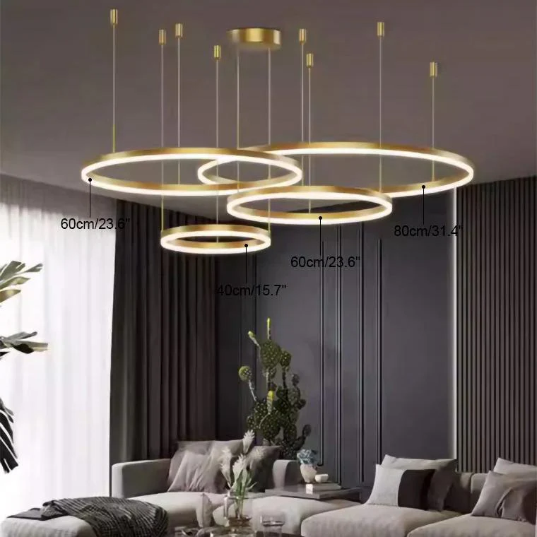 Halo Multi Rings Gold Chandelier - Image 5