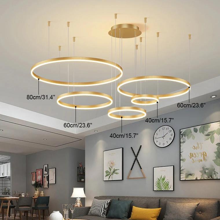 Halo Multi Rings Gold Chandelier - Image 6