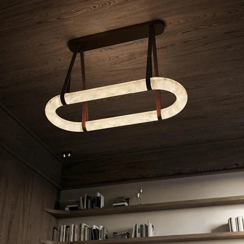 Leathe Circle Alabaster Chandelier - Image 5