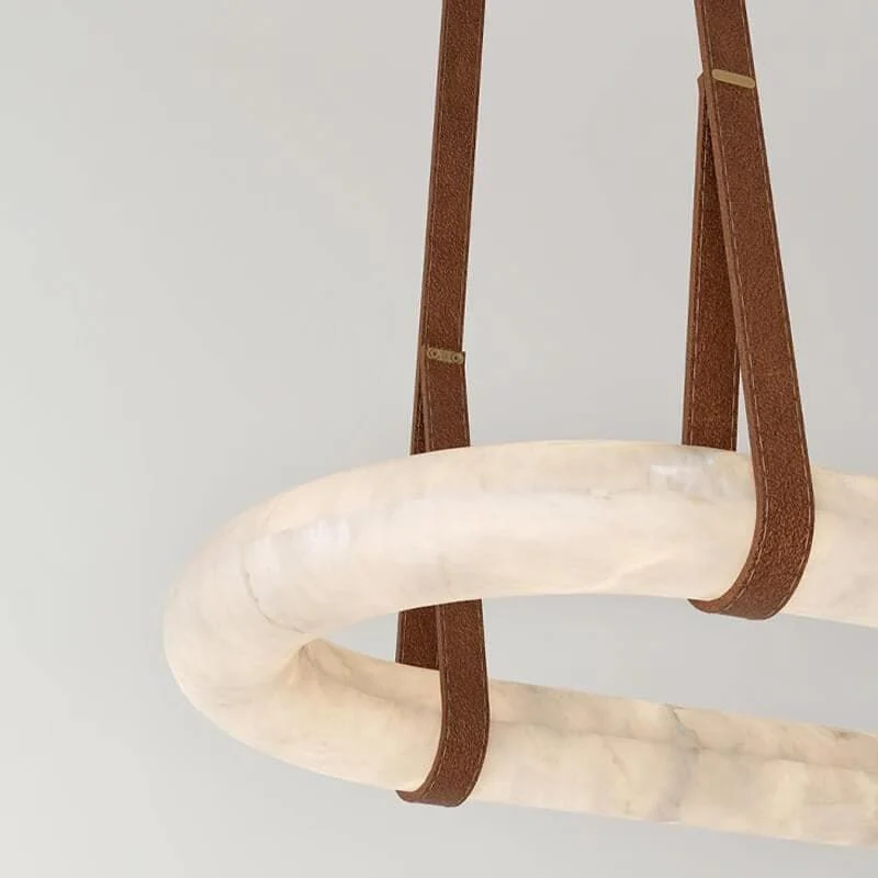 Leathe Circle Alabaster Chandelier - Image 7