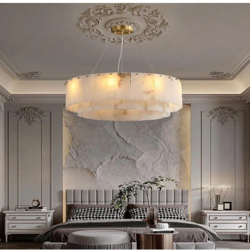 Modern Alabaster 2 tier Round Art Chandelier - Image 11