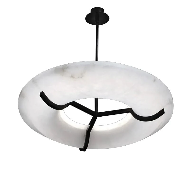 Modern Round Alabaster Dining Room Chandelier - Image 2