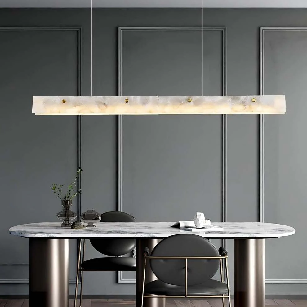 Natural Alabaster Kitchen Island Chandelier 60" - Image 2