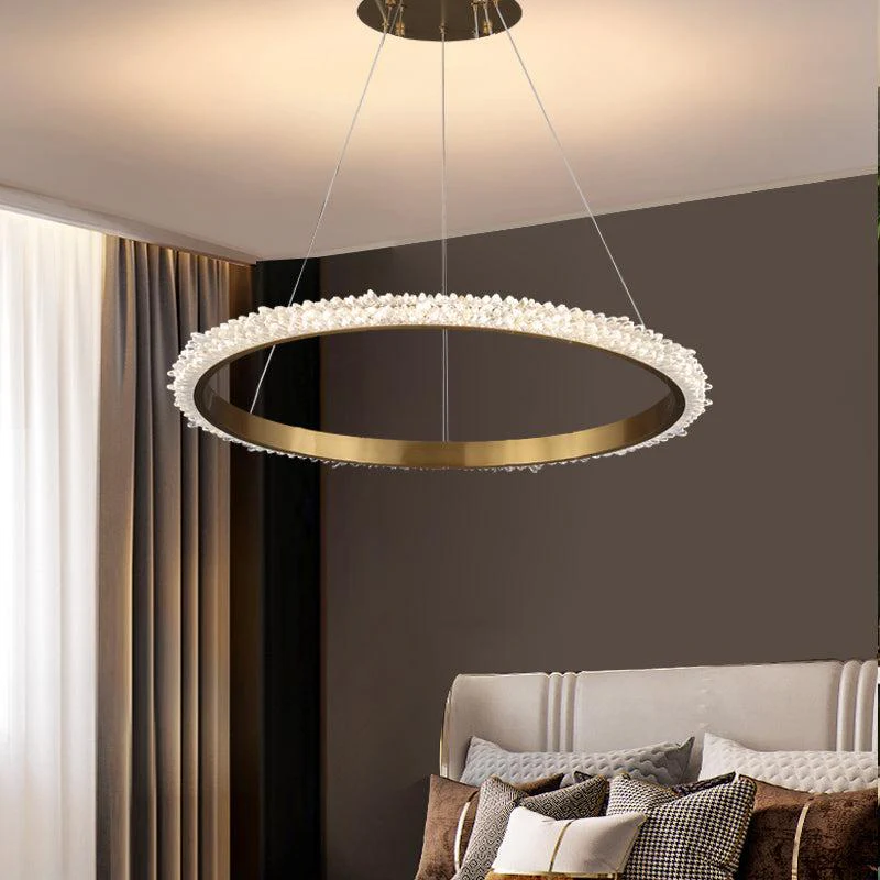 Primary Contemporary K9 Crystal Halo Ring Foyer Chandelier - Image 3