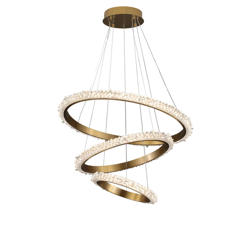 Primary Contemporary K9 Crystal Halo Ring Foyer Chandelier - Image 4