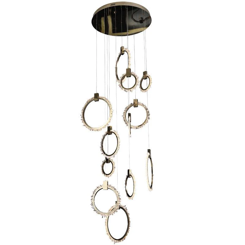 Primary Crystal Cluster 12 Rings Staircase Chandelier - Image 5
