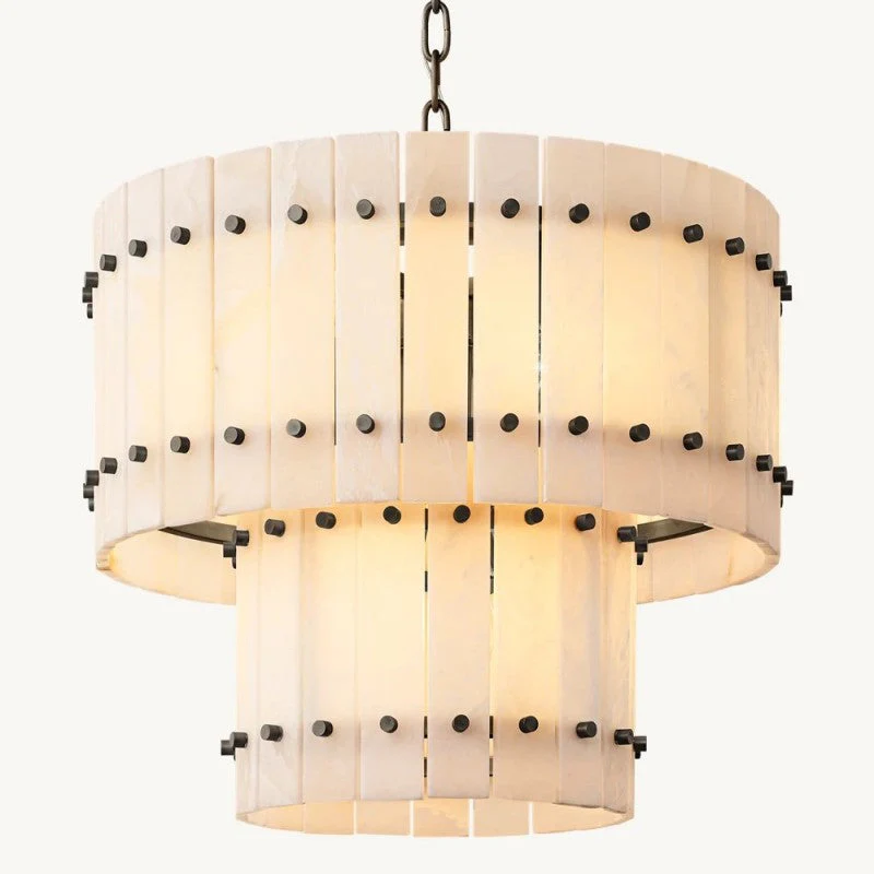 Mearin Alabaster Round Tiered Chandelier 22" - Image 3