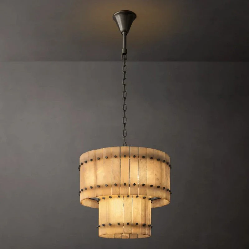 Mearin Alabaster Round Tiered Chandelier 22" - Image 6