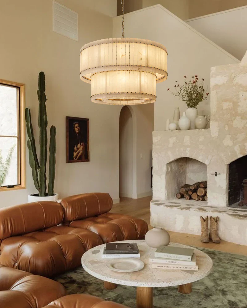 Mearin Alabaster Round Tiered Chandelier 48" - Image 2