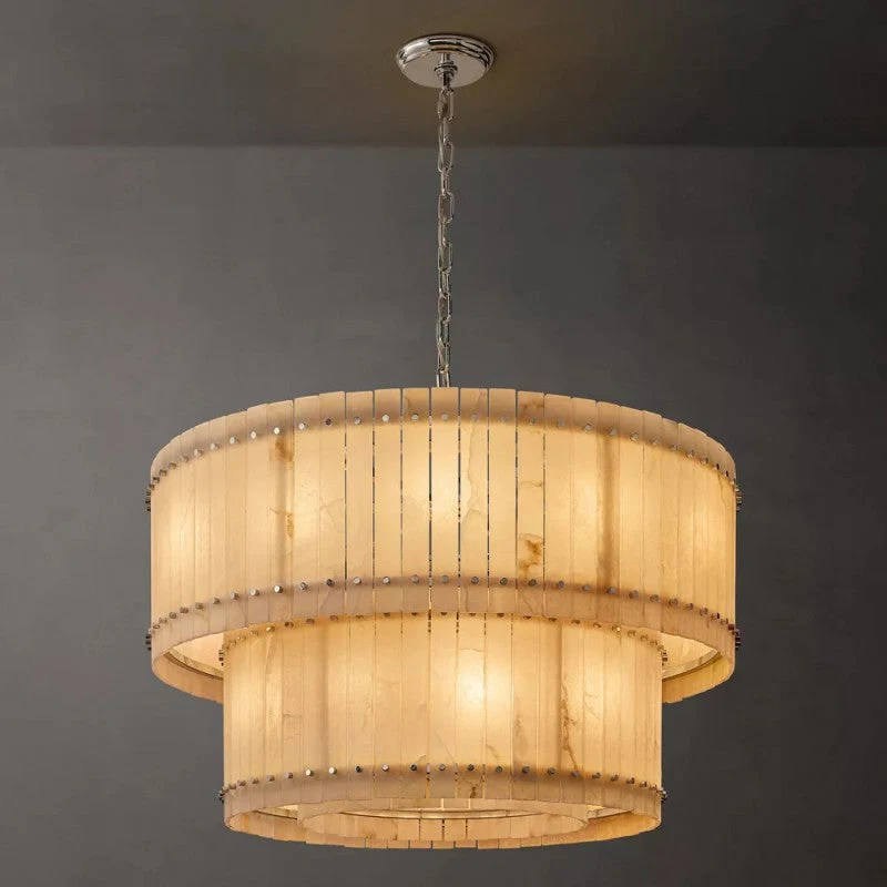 Mearin Alabaster Round Tiered Chandelier 48" - Image 5
