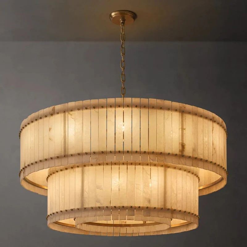 Mearin Alabaster Round Tiered Chandelier 60" - Image 4
