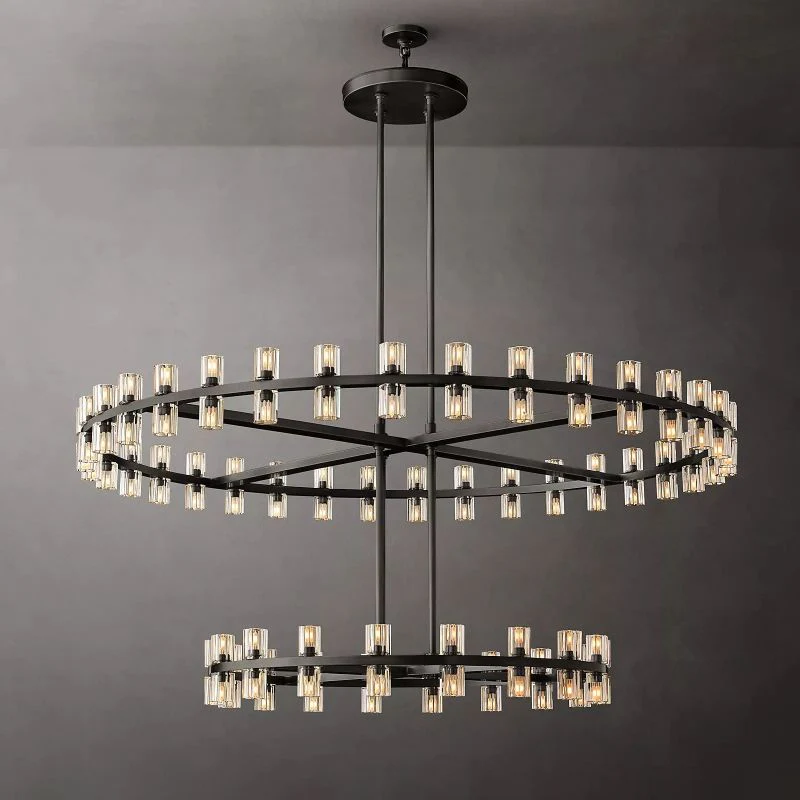 Wincei Crystal Shades 2-tier Round Chandelier 60''D - Image 3